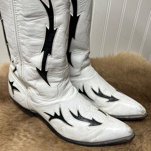90s Code West White Cowboy Boots 10 Vintage Western